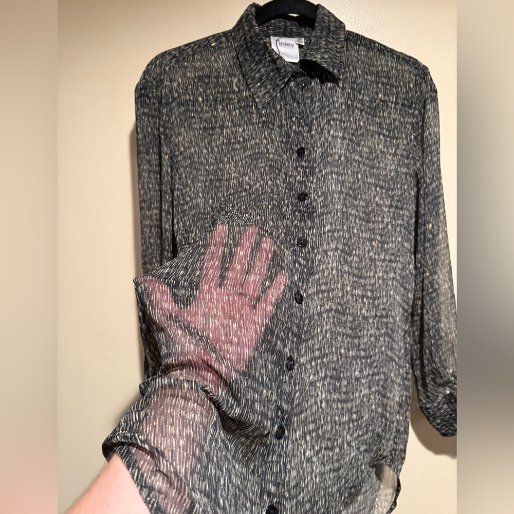 Finley Monica Pixel Chiffon top blouse women’s XS - Picture 4 of 10